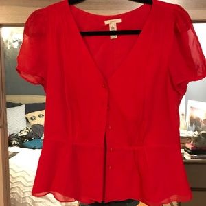 J. Crew peplum button up top.